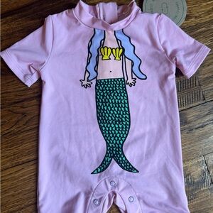 Stella McCartney Pink and Yellow Bodysuit with Whimsical Mermaid Design